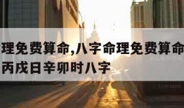 八字命理免费算命,八字命理免费算命甲寅年丙子月丙戌日辛卯时八字