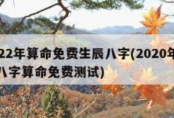 2022年算命免费生辰八字(2020年生辰八字算命免费测试)